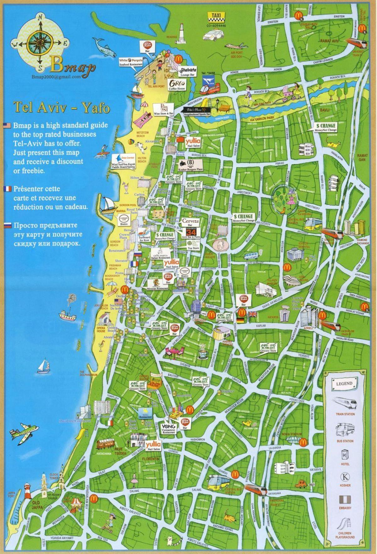 تل ابیب پرکشش مقامات کا نقشہ
