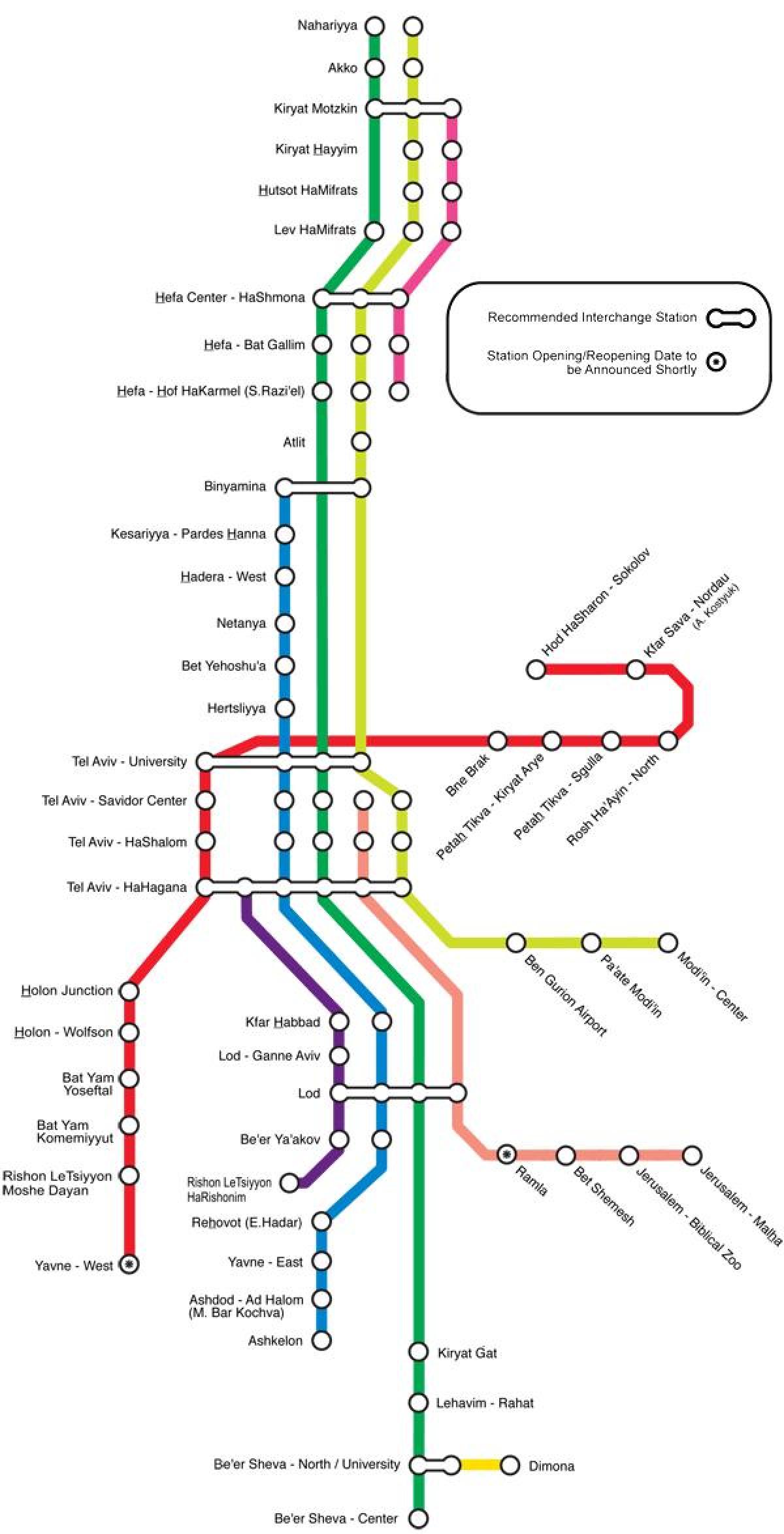 تل ابیب کے ریلوے اسٹیشن کا نقشہ
