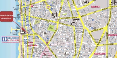 نقشہ کے تل ابیب اور ارد گرد کے علاقوں